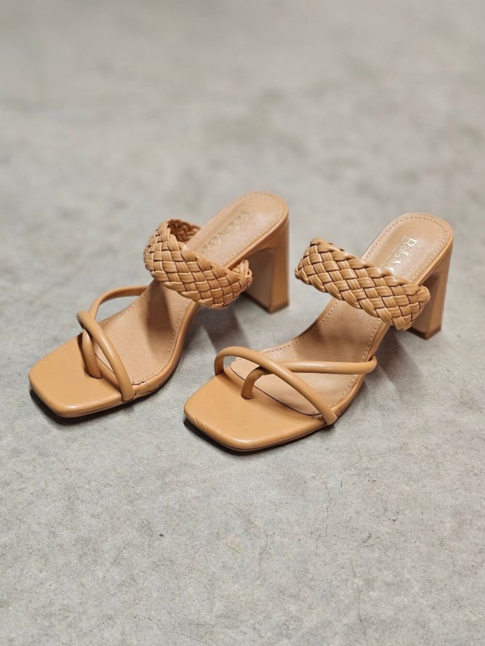 Braided Natural Block Heel Sandals With Strappy Design For Women